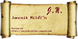 Jancsik Milán névjegykártya